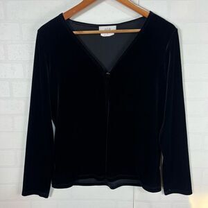 Vintage AGB Womens Velvet Cardigan Size Small Black Velvet Witchy Goth